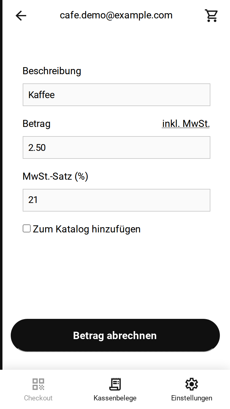 Einen Betrag eingeben