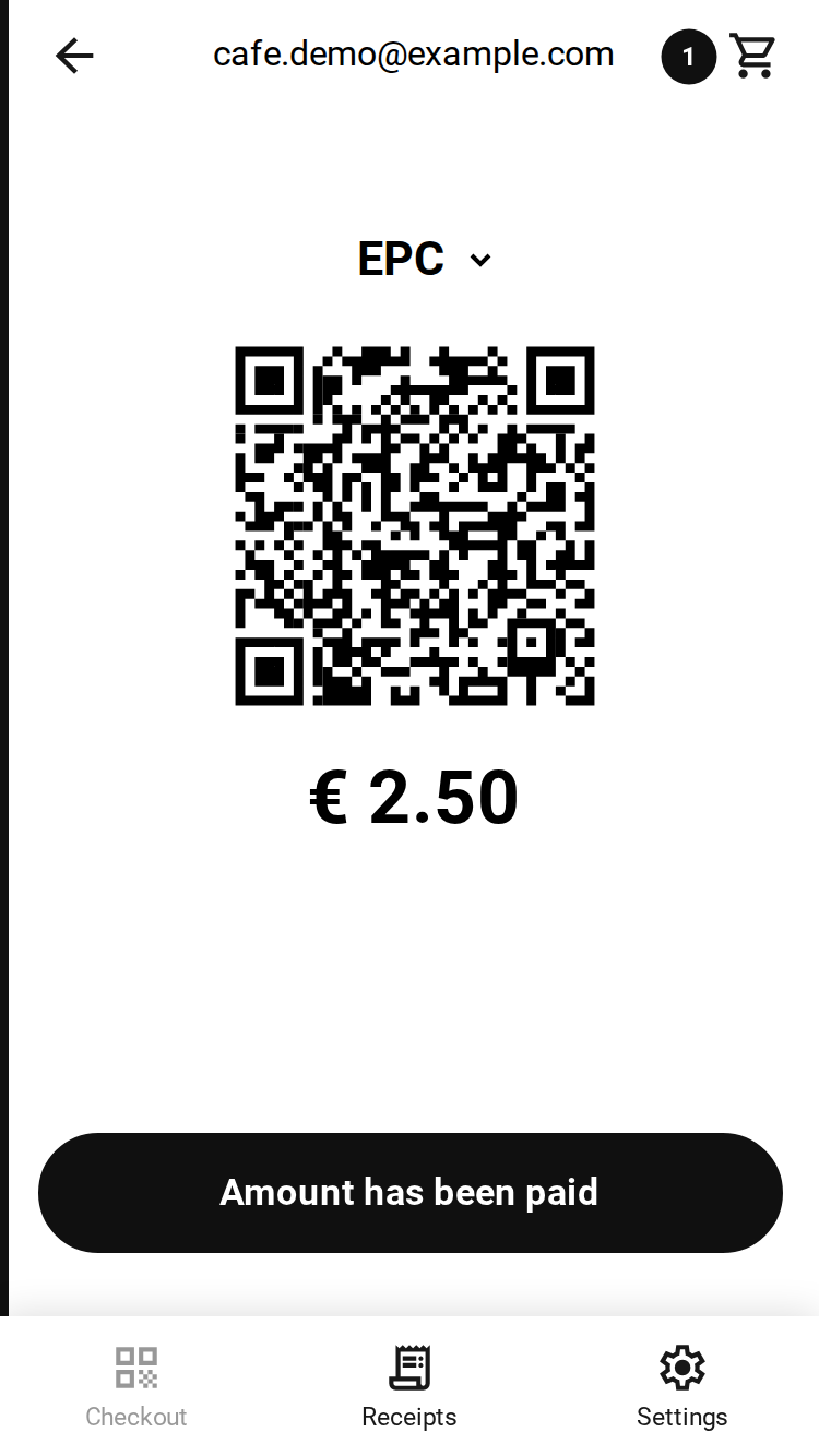 The QR code for the customer